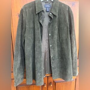 Sonoma Jean Company Ladies XL Hunter Green Oversized Suede Shirt Jacket. EUC